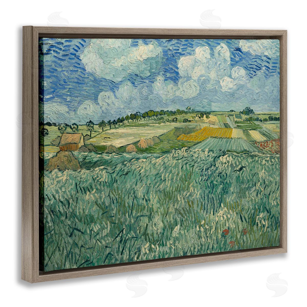 one1000paintings Classical Van Gogh Farmland Brown Floating Frame Canvas Wall Art Print