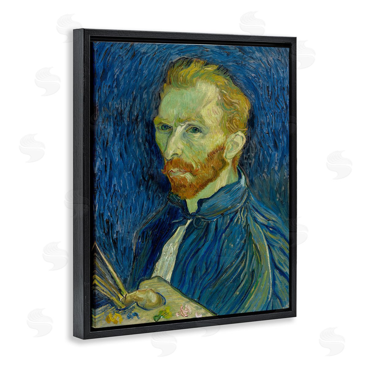 one1000paintings Van Gogh Blue Self Portrait Black Floating Frame Canvas Wall Art Print