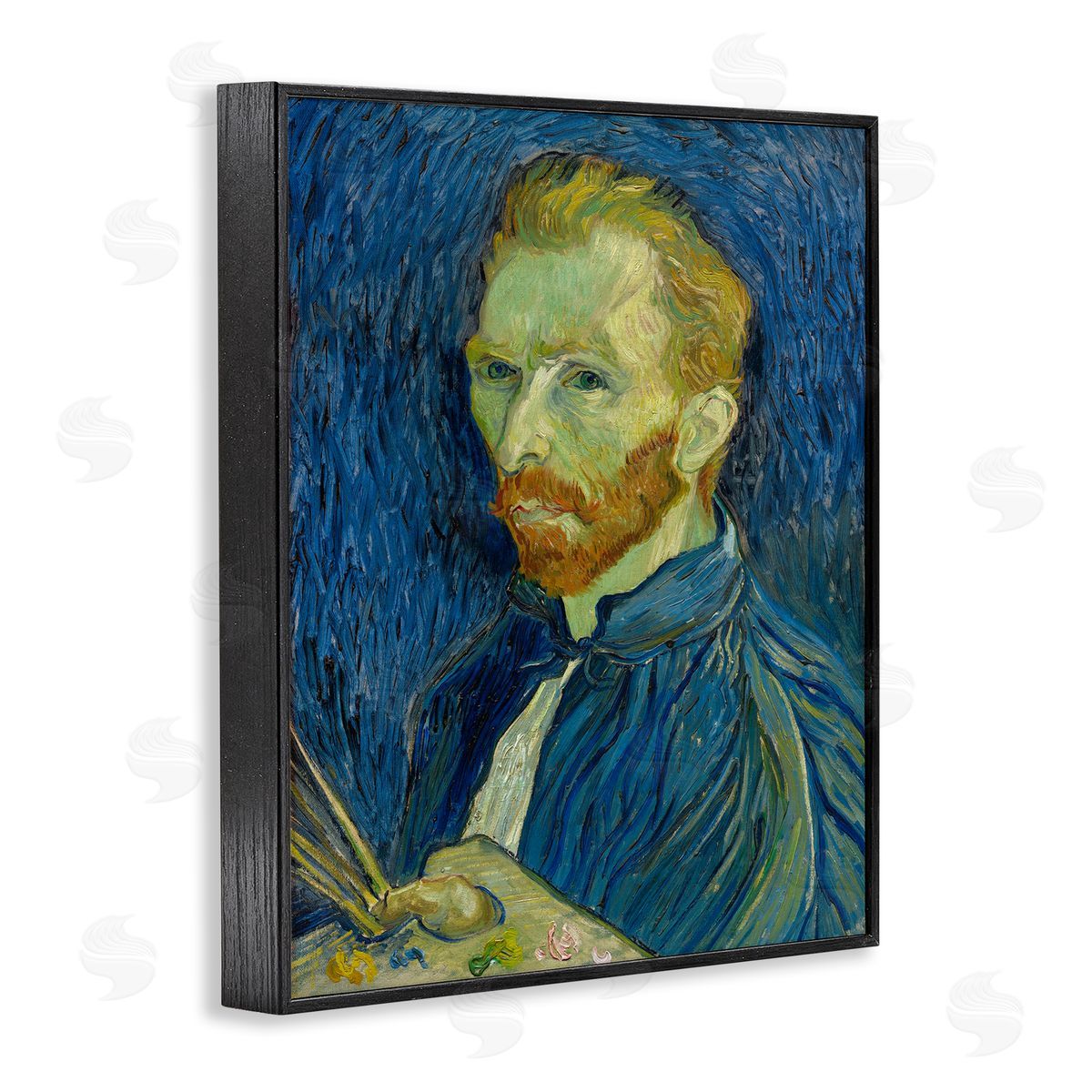 one1000paintings Van Gogh Blue Self Portrait Black Framed Giclee Wall Art Print