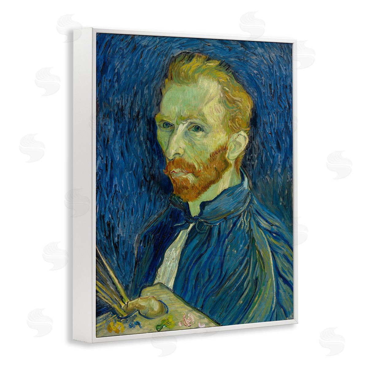 one1000paintings Van Gogh Blue Self Portrait White Framed Giclee Wall Art Print