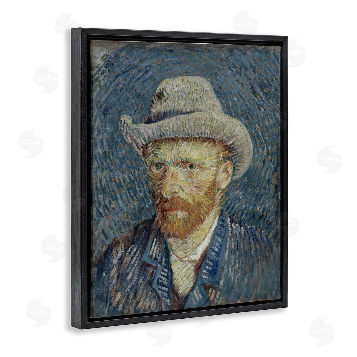 one1000paintings Van Gogh Portrait with Hat Black Floating Frame Canvas Wall Art Print