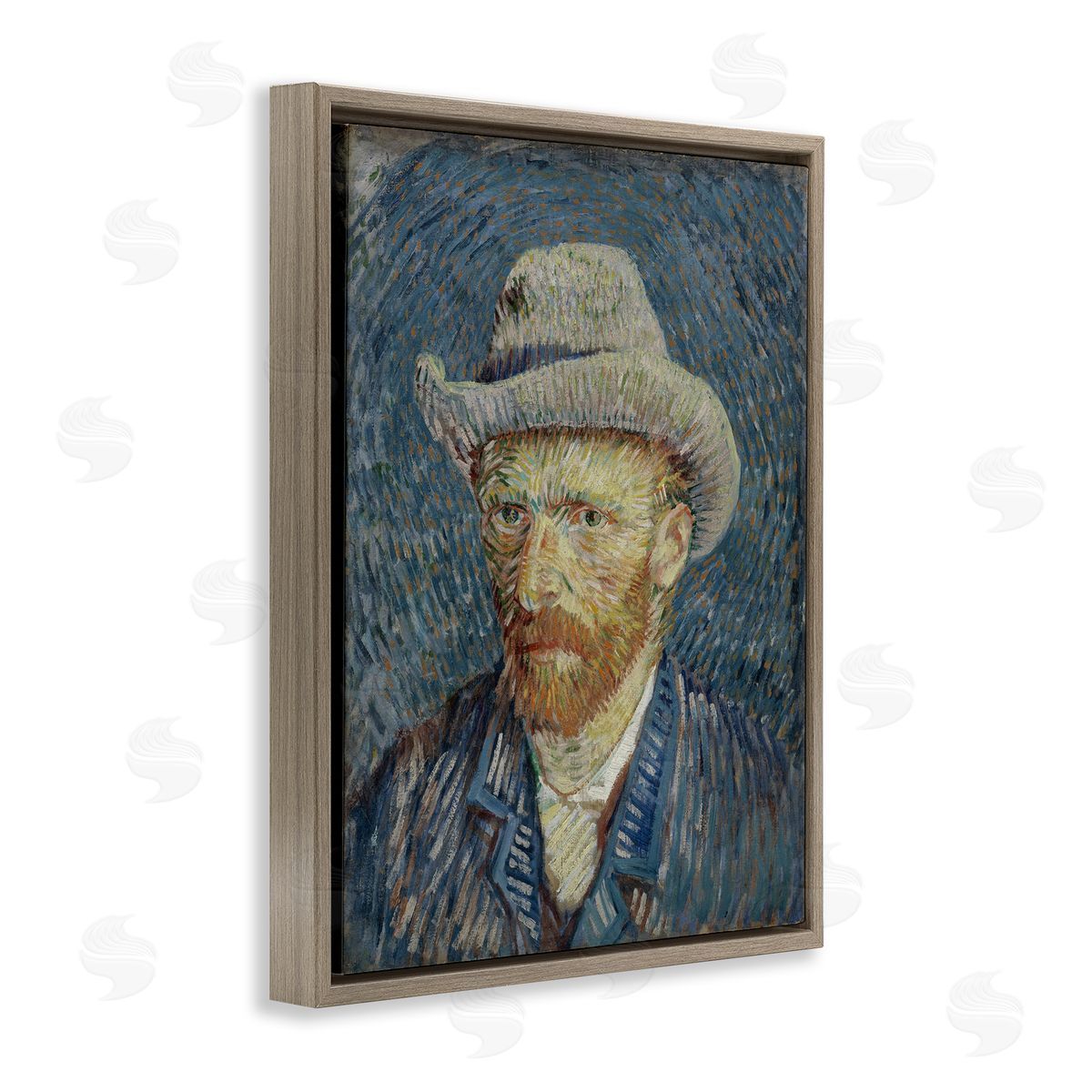 one1000paintings Van Gogh Portrait with Hat Brown Floating Frame Canvas Wall Art Print