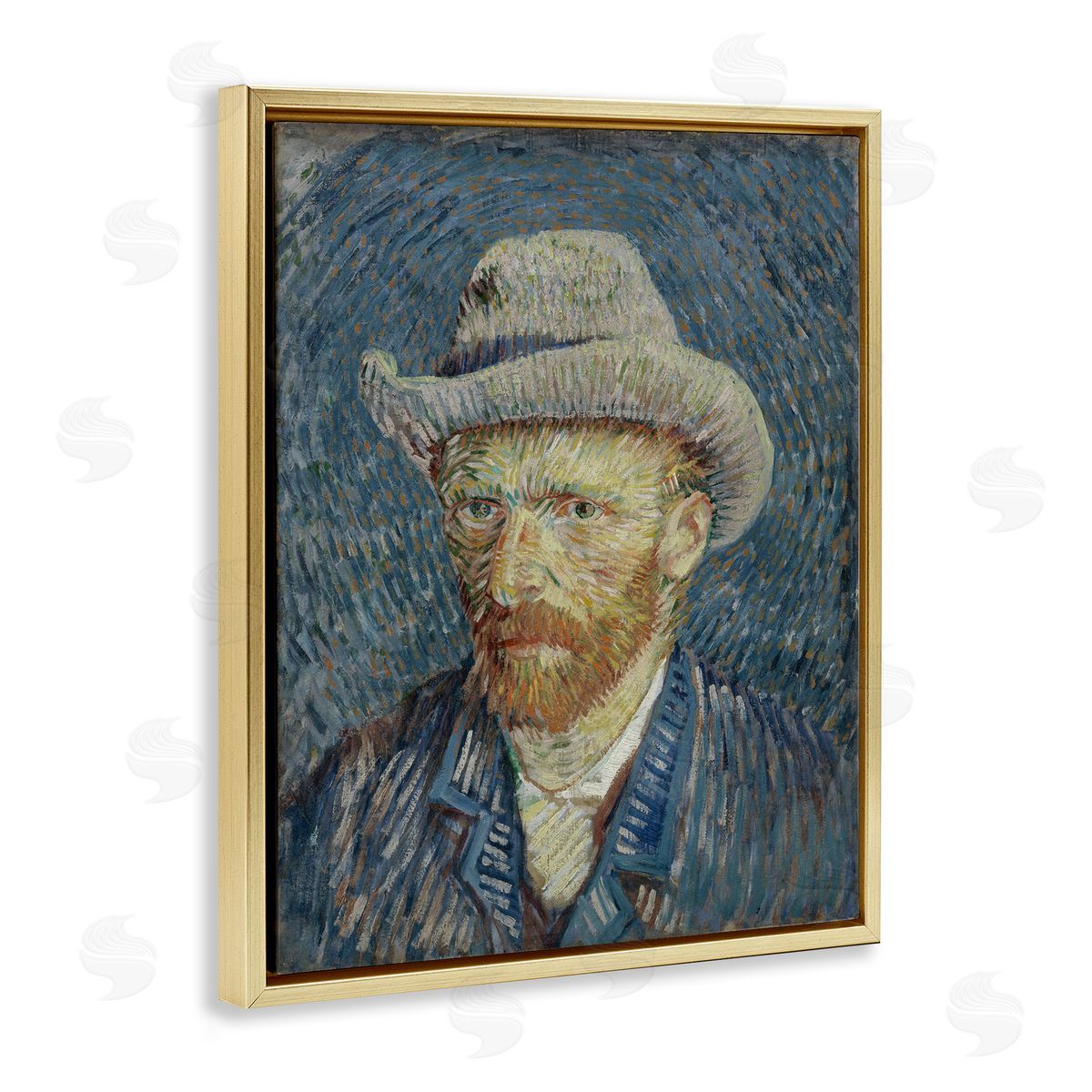 one1000paintings Van Gogh Portrait with Hat Gold Floating Frame Canvas Wall Art Print