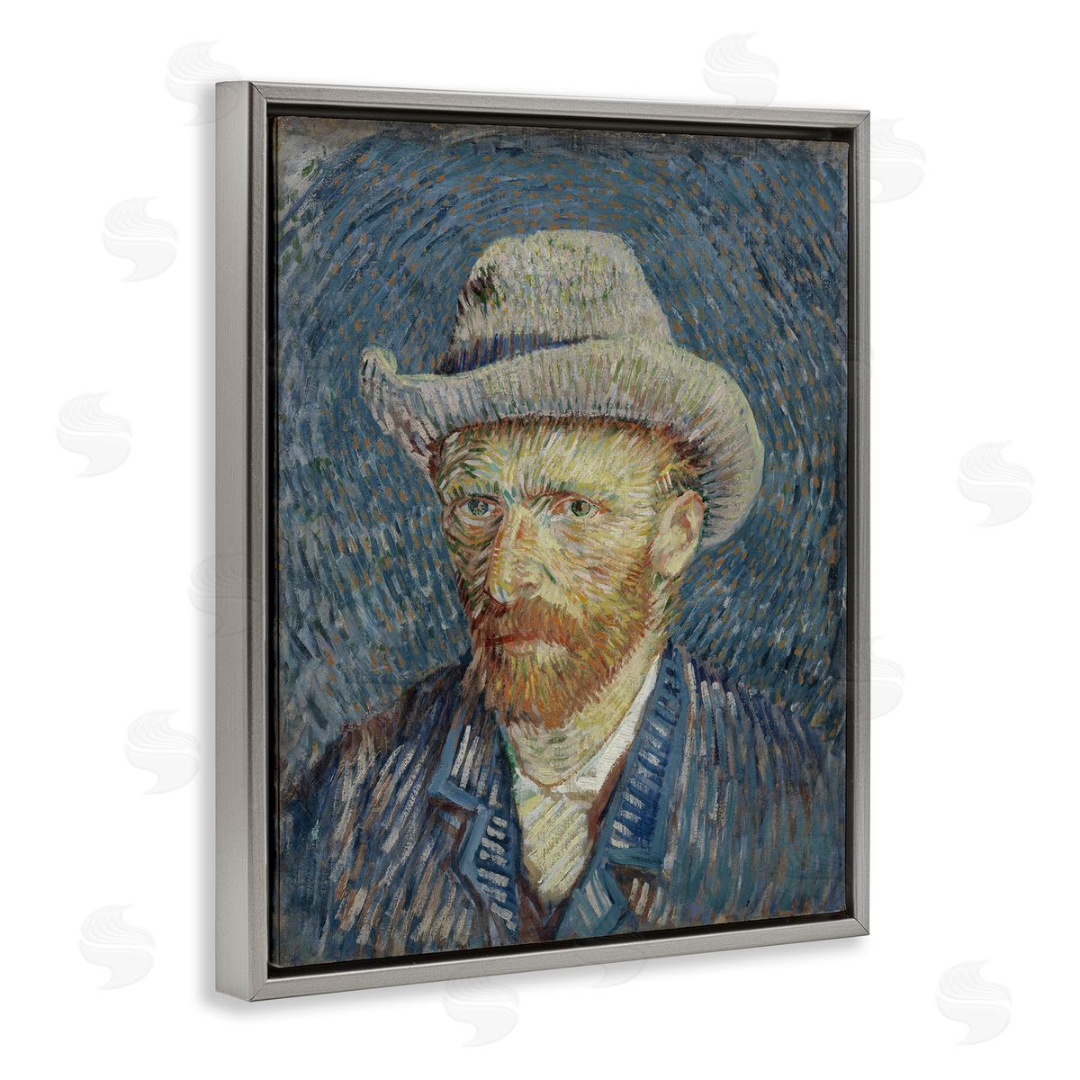 one1000paintings Van Gogh Portrait with Hat Gray Floating Frame Canvas Wall Art Print