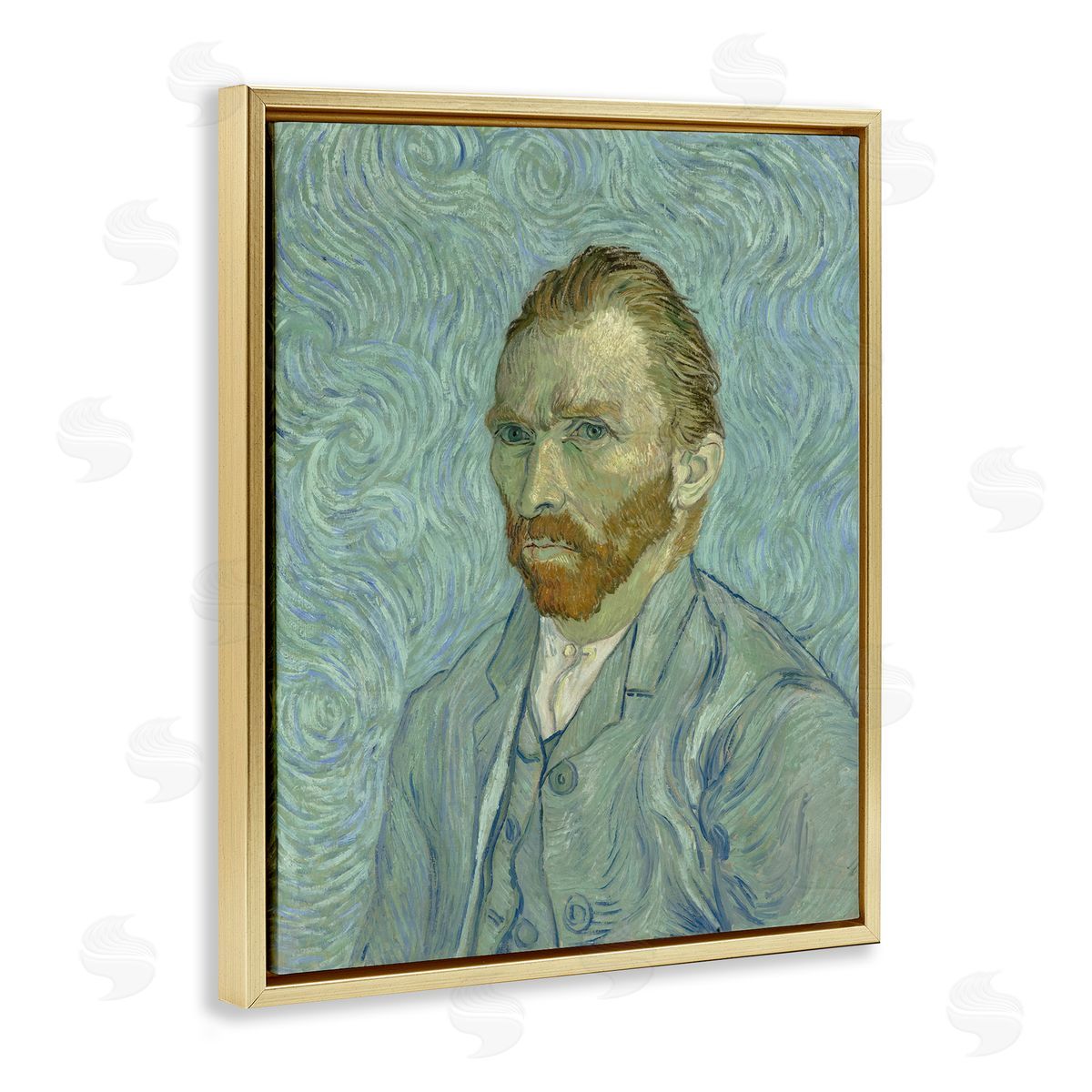 one1000paintings Van Gogh Classic Self Portrait Gold Floating Frame Canvas Wall Art Print
