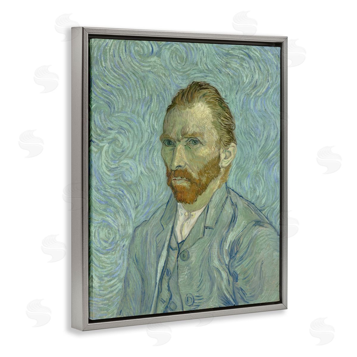 one1000paintings Van Gogh Classic Self Portrait Gray Floating Frame Canvas Wall Art Print