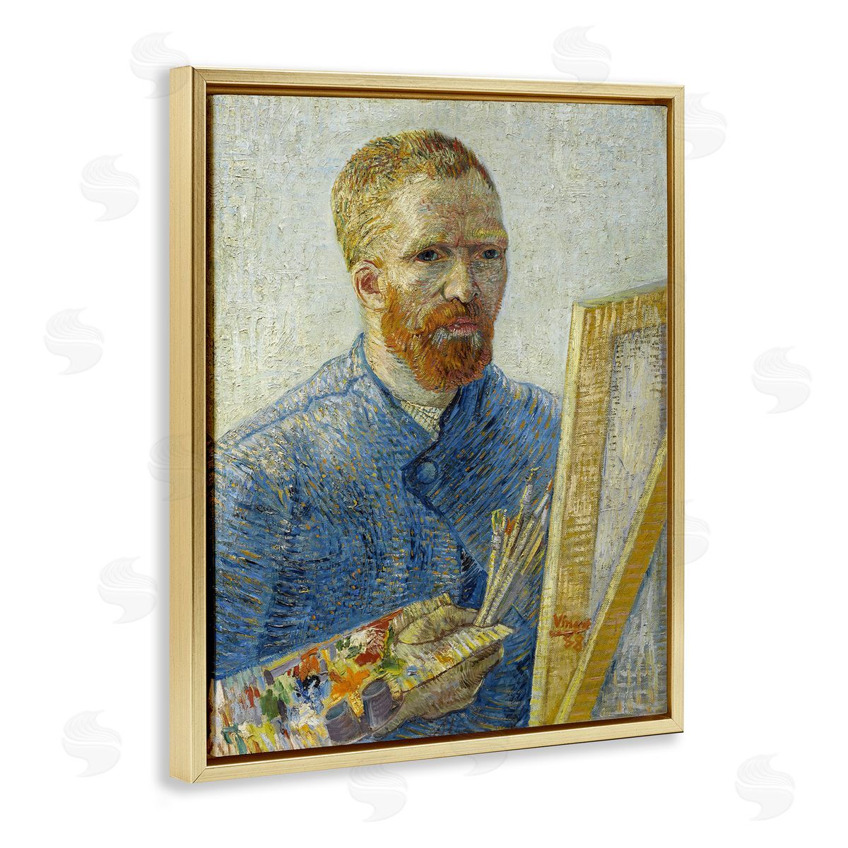 one1000paintings Van Gogh Painter Self Portrait Gold Floating Frame Canvas Wall Art Print