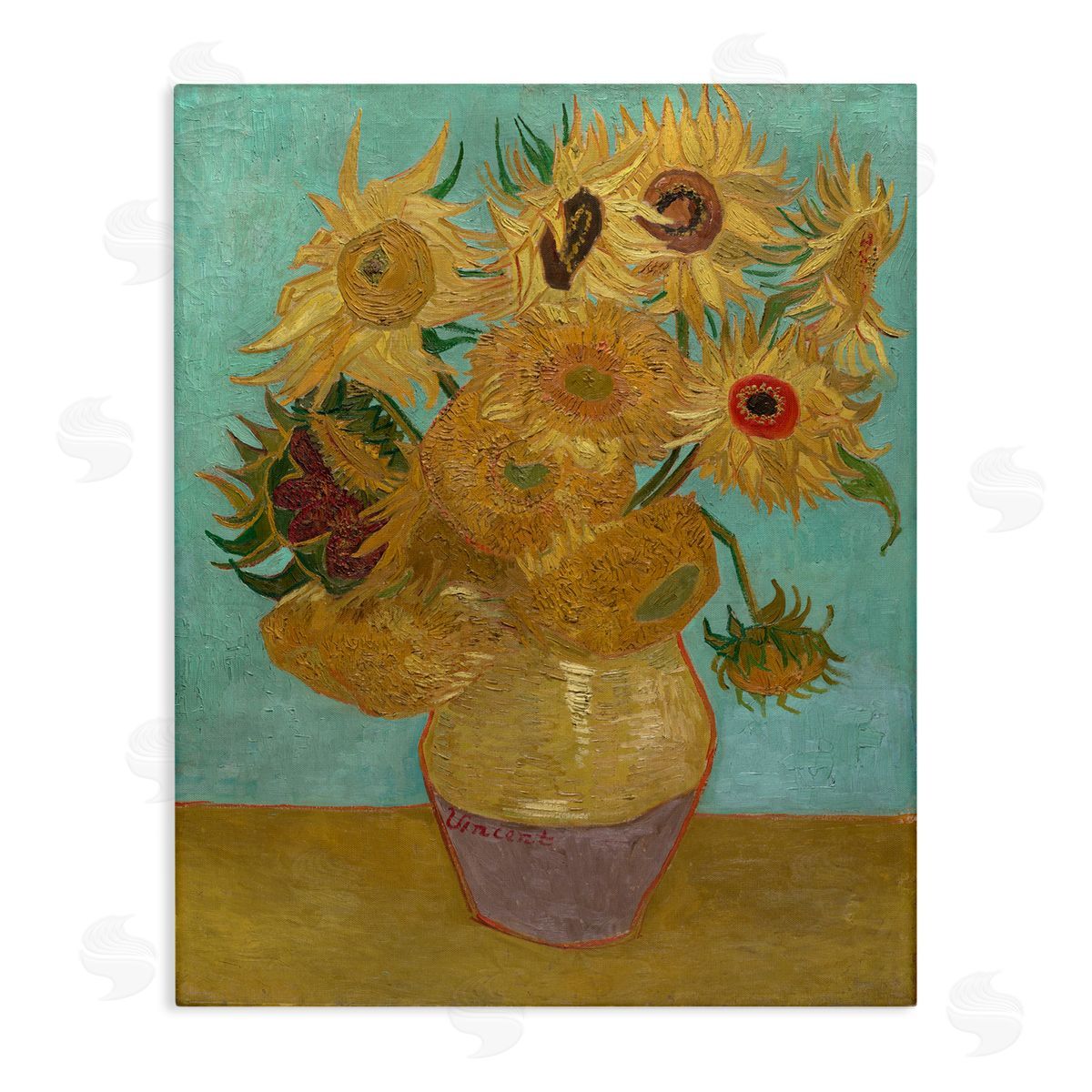one1000paintings Van Gogh Sunflowers on Blue Canvas Wall Art Print