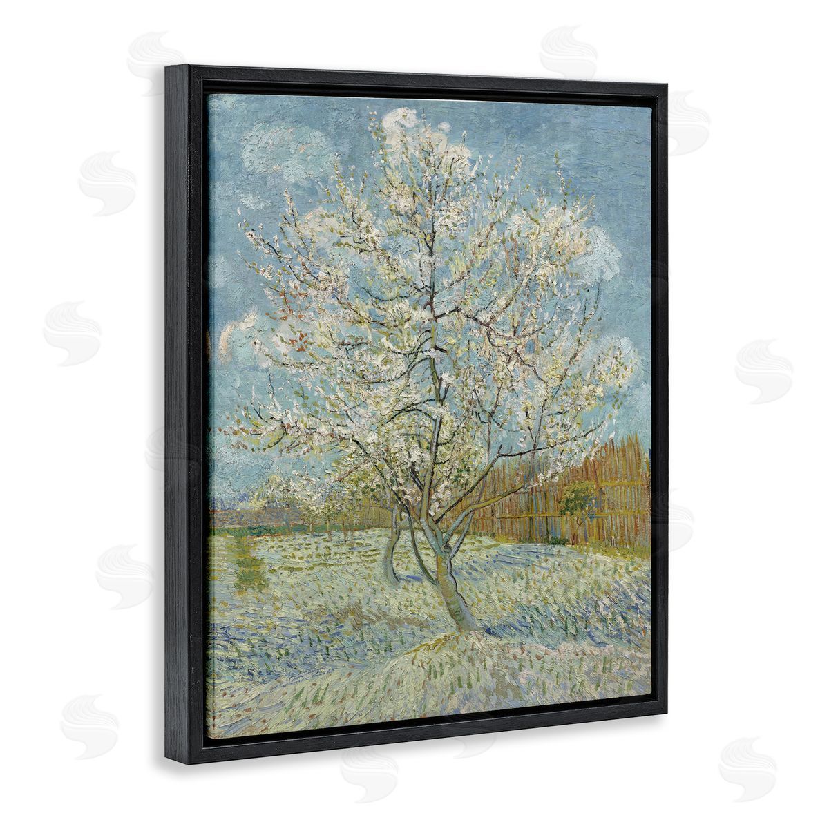 one1000paintings Van Gogh Pink Peach Tree Black Floating Frame Canvas Wall Art Print