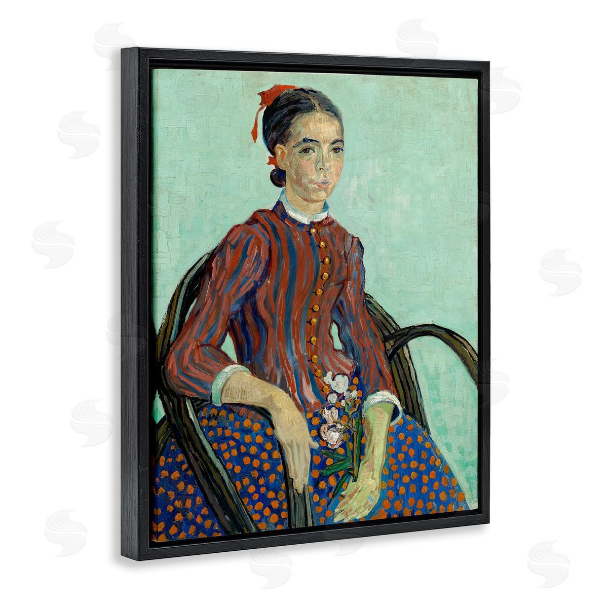 one1000paintings Van Gogh Lady Mousme Black Floating Frame Canvas Wall Art Print