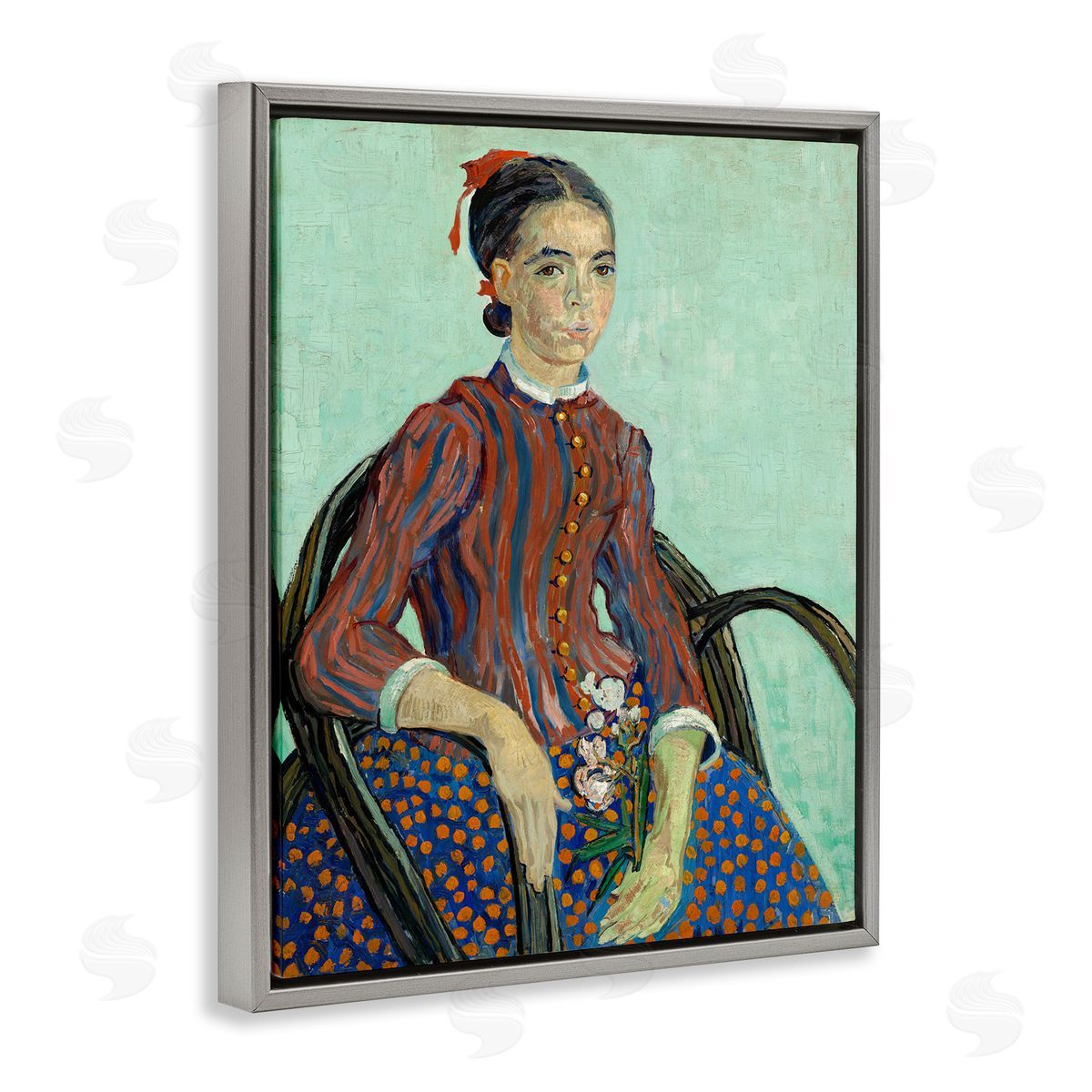 one1000paintings Van Gogh Lady Mousme Gray Floating Frame Canvas Wall Art Print