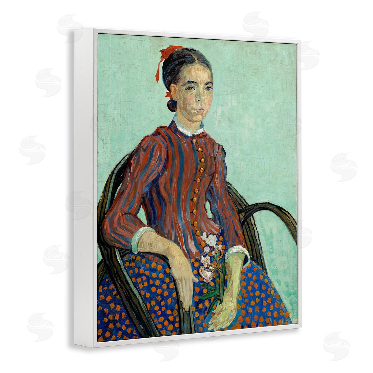 one1000paintings Van Gogh Lady Mousme White Framed Giclee Wall Art Print