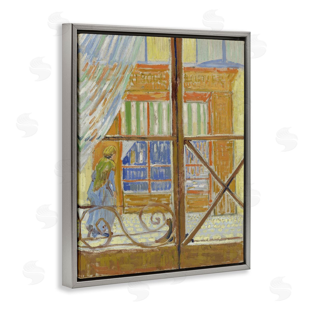one1000paintings Van Gogh View of Butcher's Shop Gray Floating Frame Canvas Wall Art Print