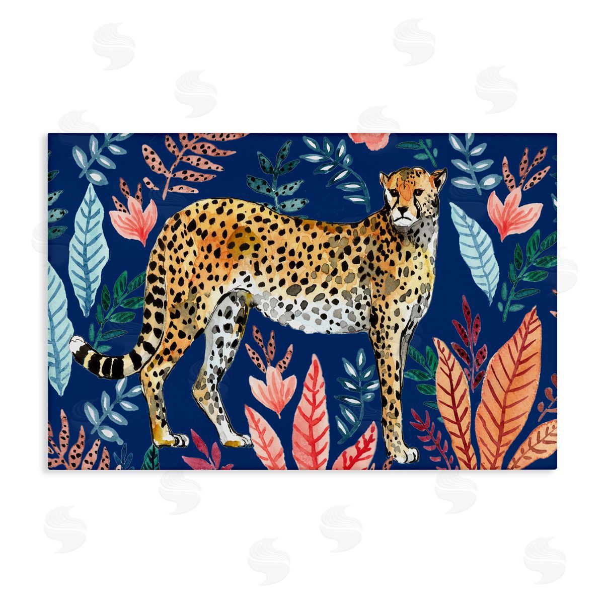 Elena Vladykina Jungle Plants & Cheetah Canvas Wall Art Print
