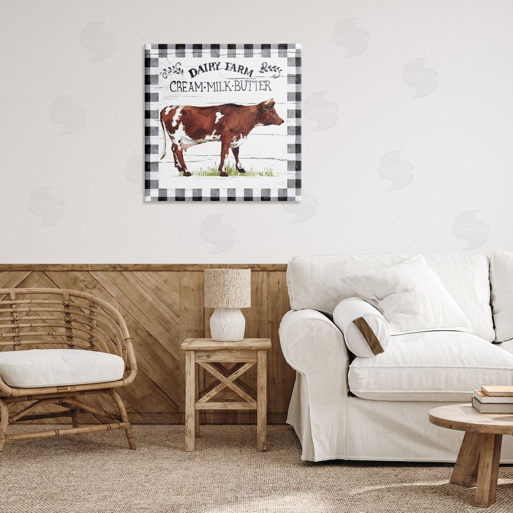 Elena Vladykina Rustic Spring Cow Canvas Wall Art Print in Room