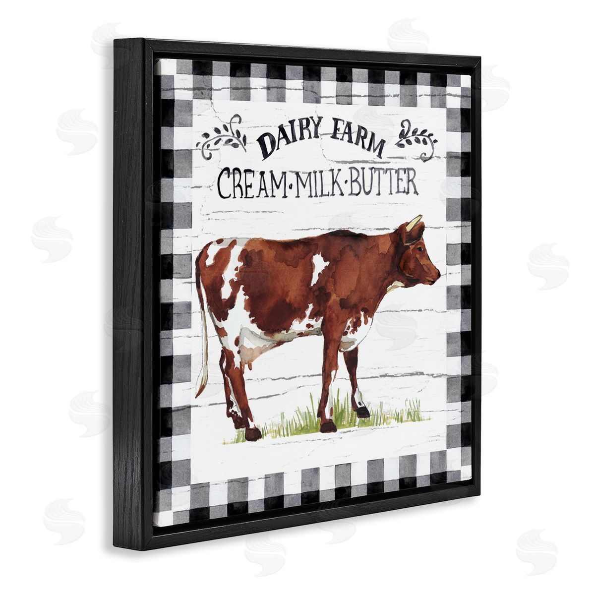 Elena Vladykina Rustic Spring Cow Black Floating Frame Canvas Wall Art Print