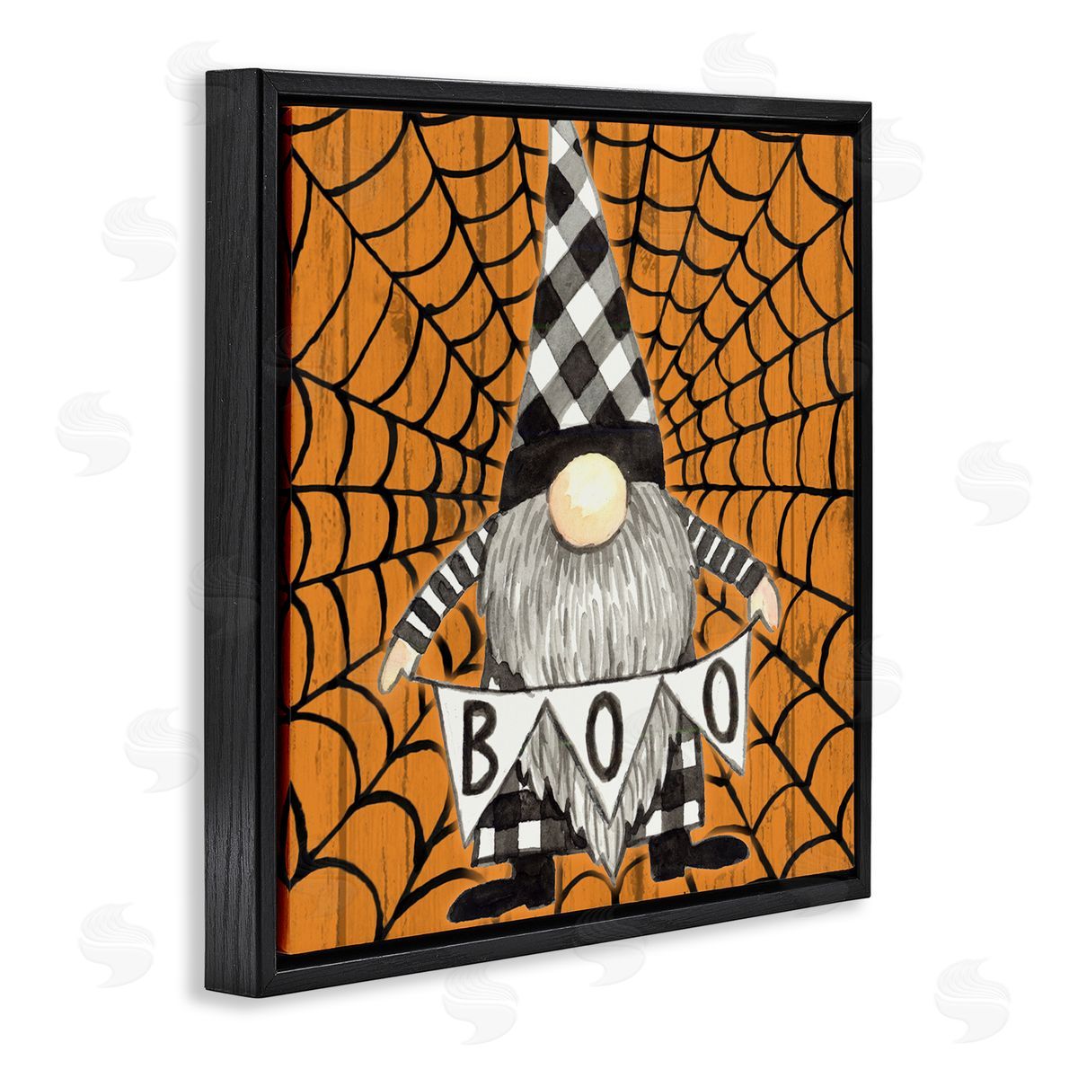 Elena Vladykina Rustic Halloween Gnome Black Floating Frame Canvas Wall Art Print