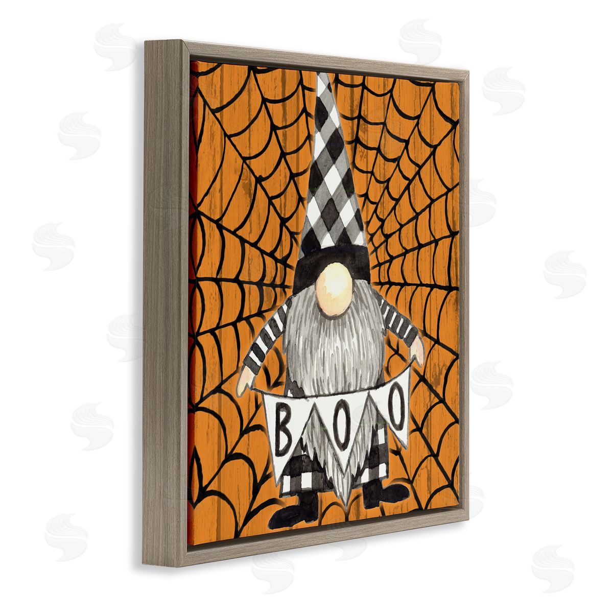 Elena Vladykina Rustic Halloween Gnome Brown Floating Frame Canvas Wall Art Print