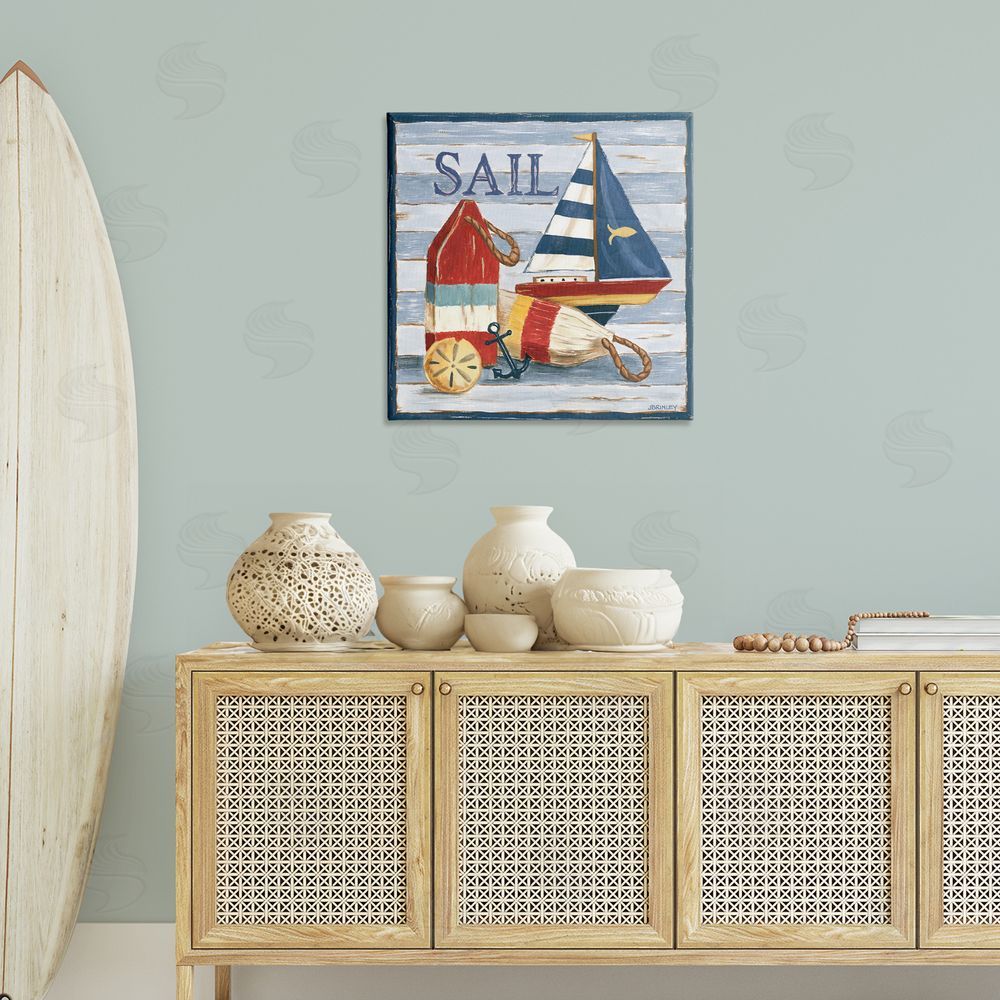 Jennifer Brinley rep. Levison Designs Sail Boat & Buoys Canvas Wall Art Print in Room