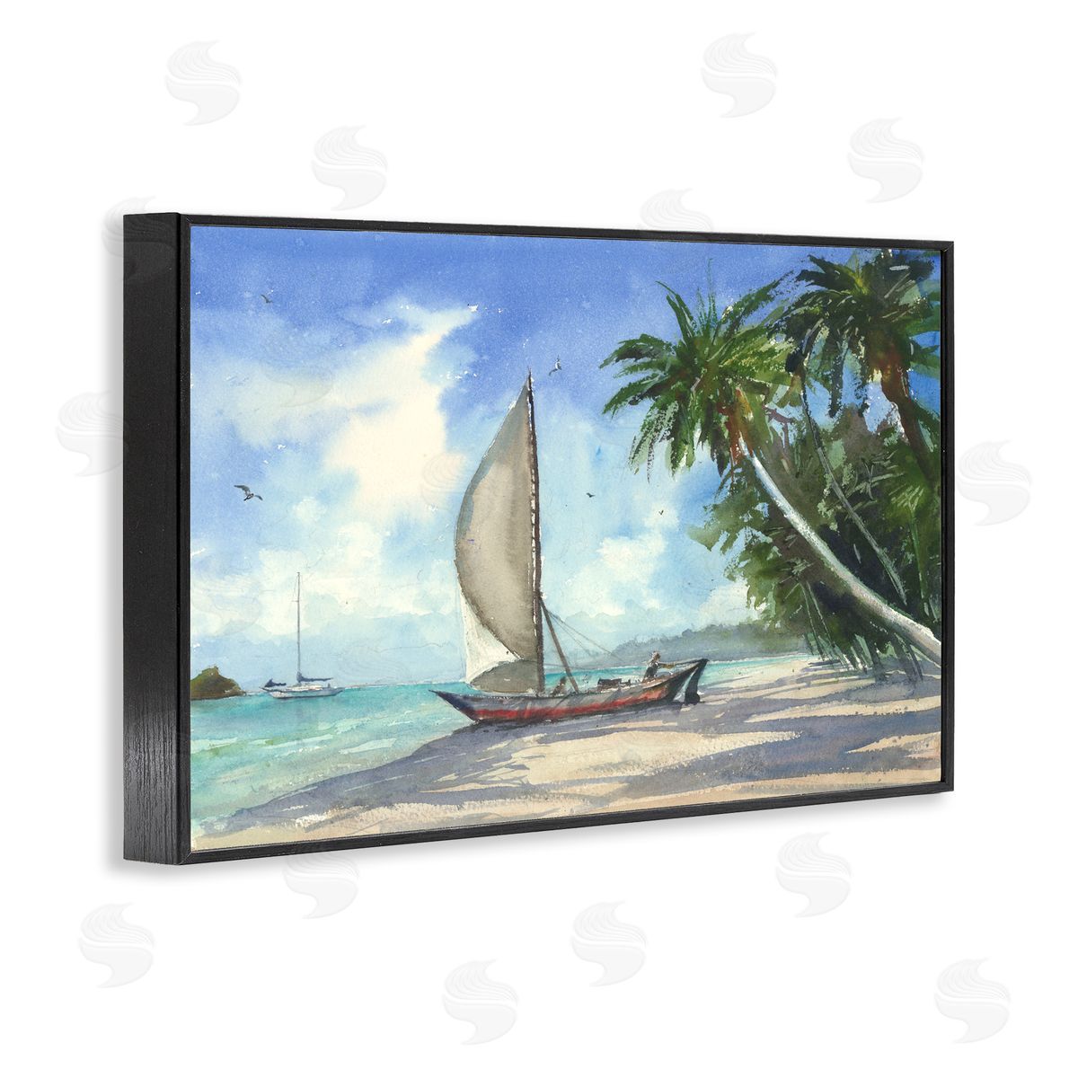 Geoff Allen High & Dry Boat on Shore Black Framed Giclee Wall Art Print