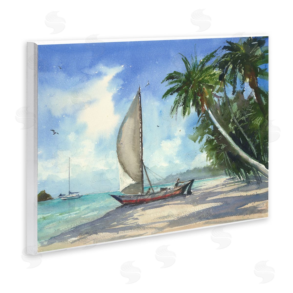 Geoff Allen High & Dry Boat on Shore Wooden Wall Plaque Art Print