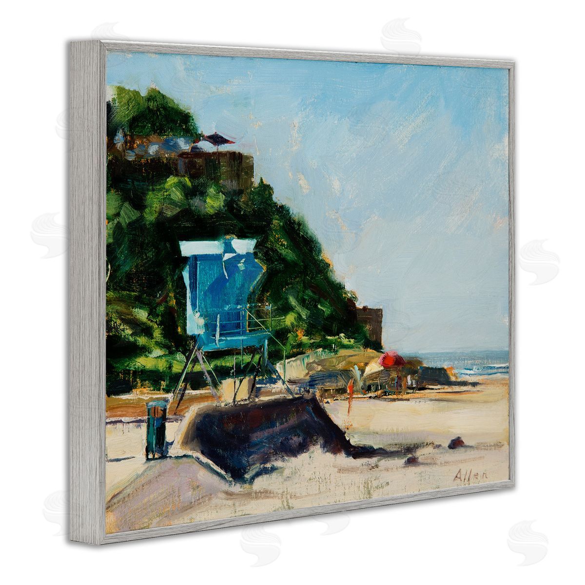 Geoff Allen Beach Guard Tower Gray Framed Giclee Wall Art Print