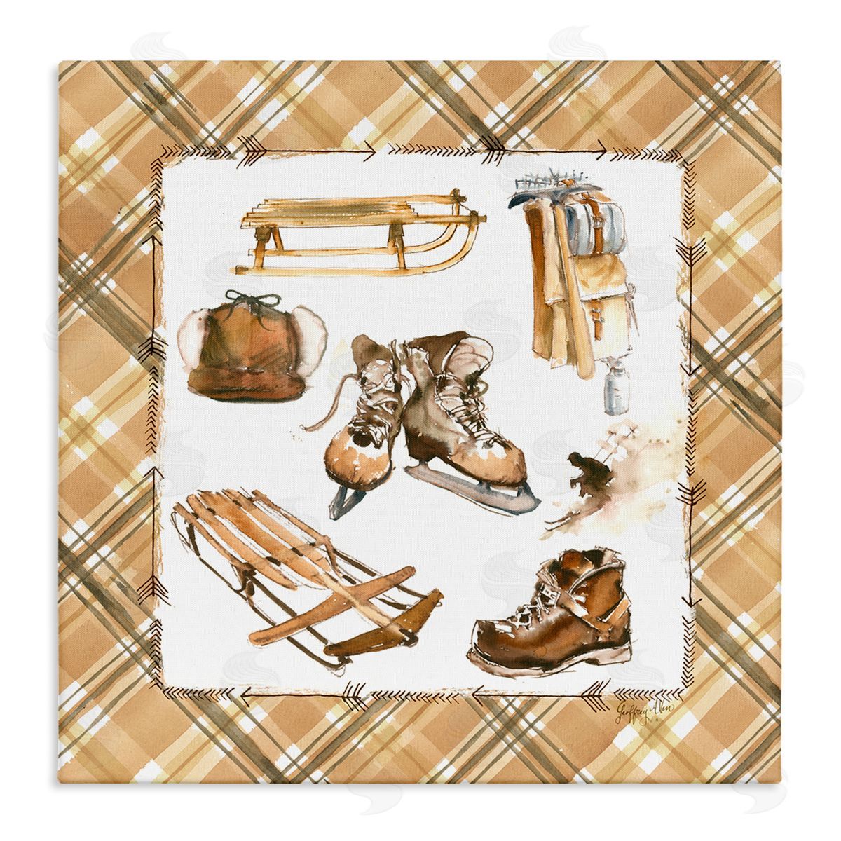 Geoff Allen Plaid Winter Sports Canvas Wall Art Print