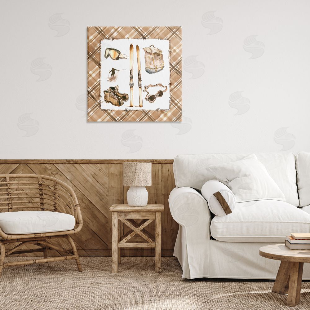 Geoff Allen Winter Sports on Plaid Canvas Wall Art Print in Room