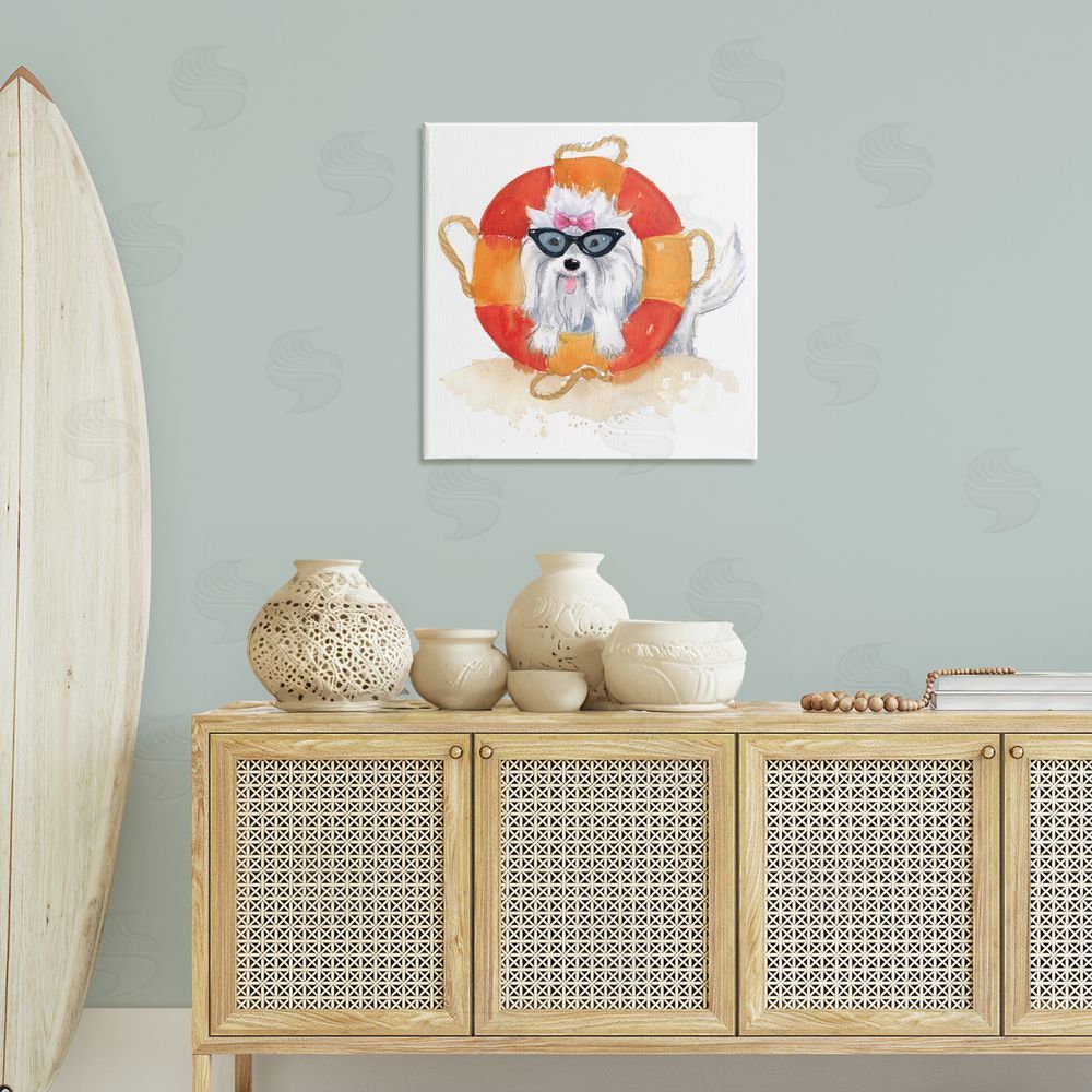 Geoff Allen Sandy Dog in Sunglasses Canvas Wall Art Print in Room