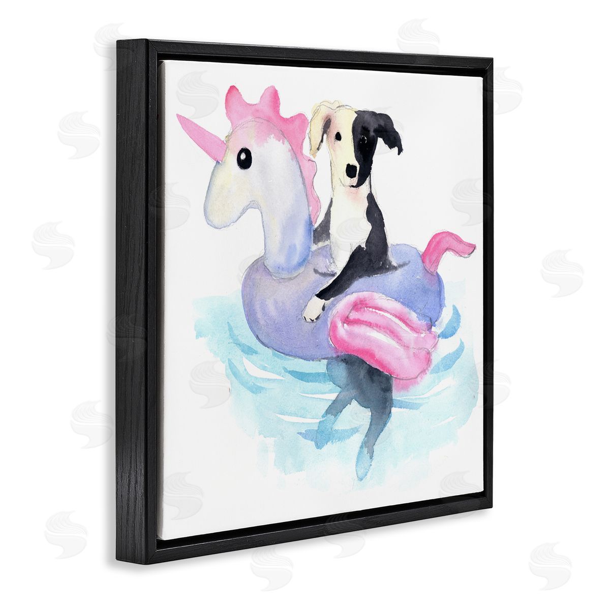 Geoff Allen Sandy Dog Pool Float Black Floating Frame Canvas Wall Art Print