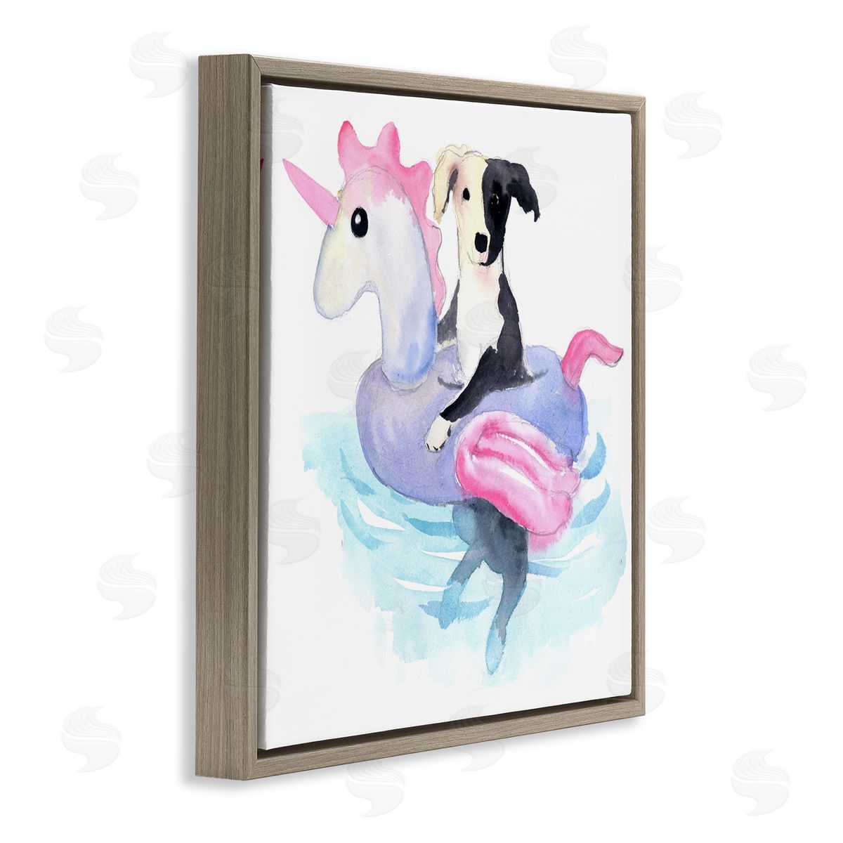 Geoff Allen Sandy Dog Pool Float Brown Floating Frame Canvas Wall Art Print