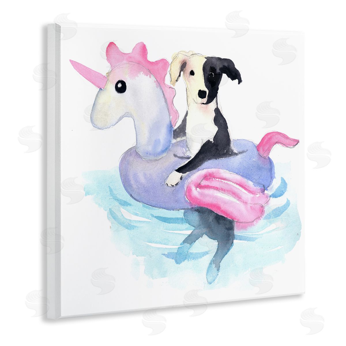 Geoff Allen Sandy Dog Pool Float Wooden Wall Plaque Art Print