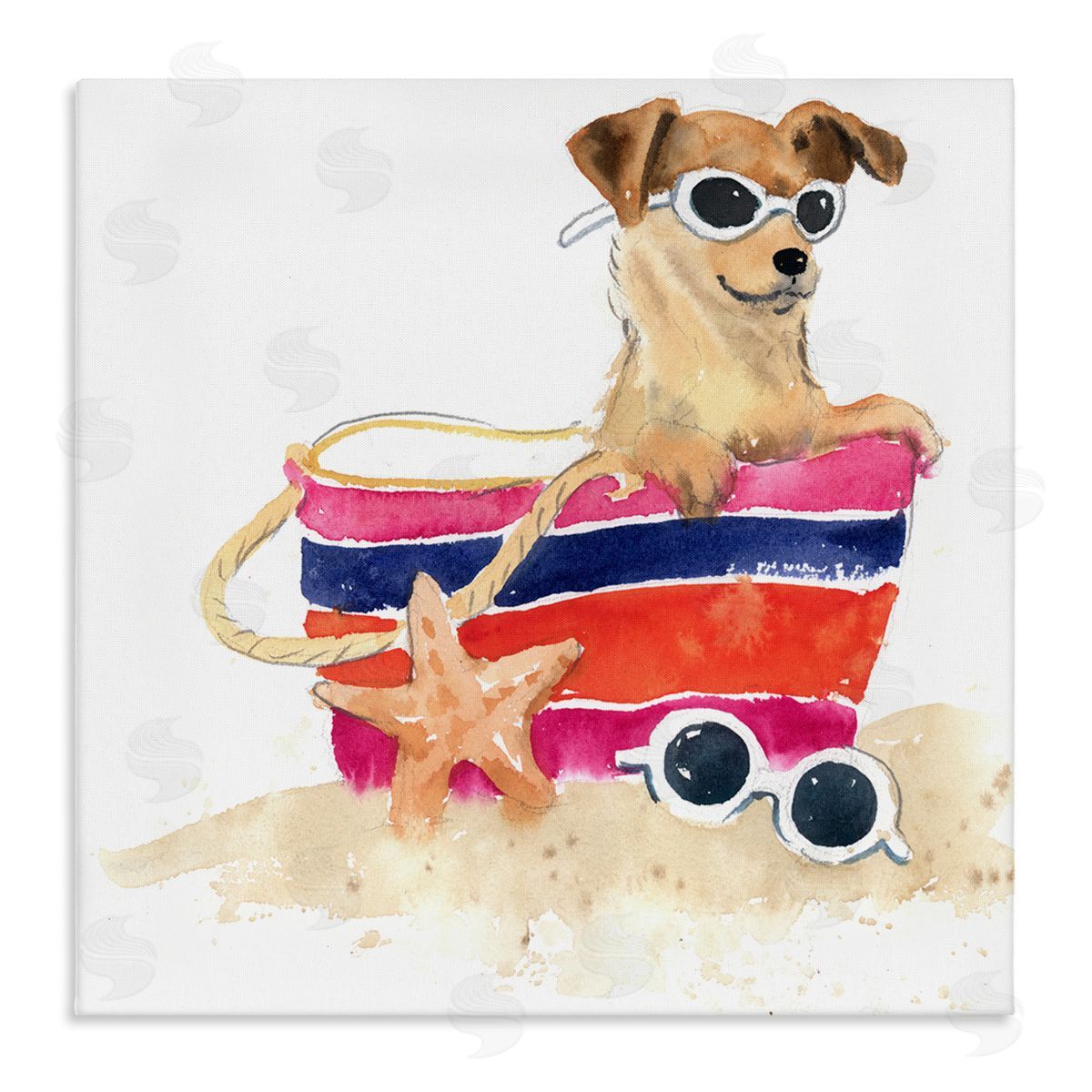 Geoff Allen Sandy Dog in Beach Bag Canvas Wall Art Print