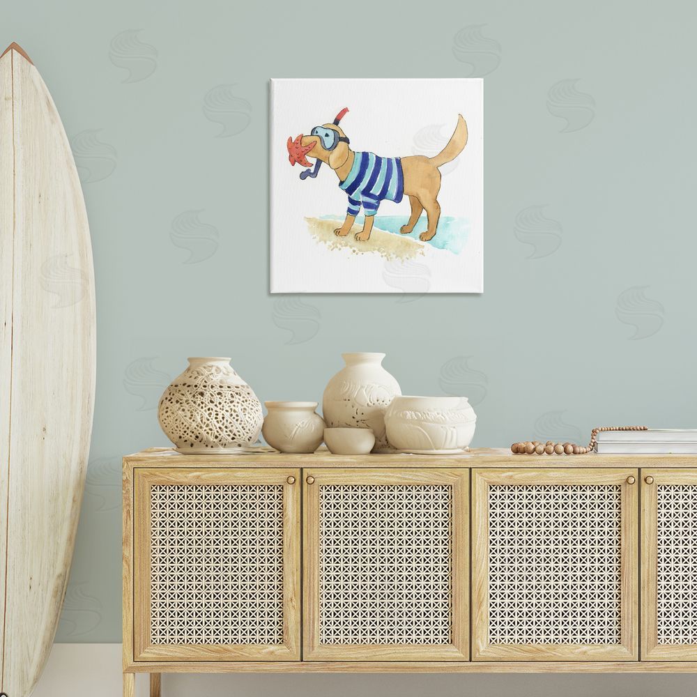 Geoff Allen Sandy Dog with Snorkel Canvas Wall Art Print in Room