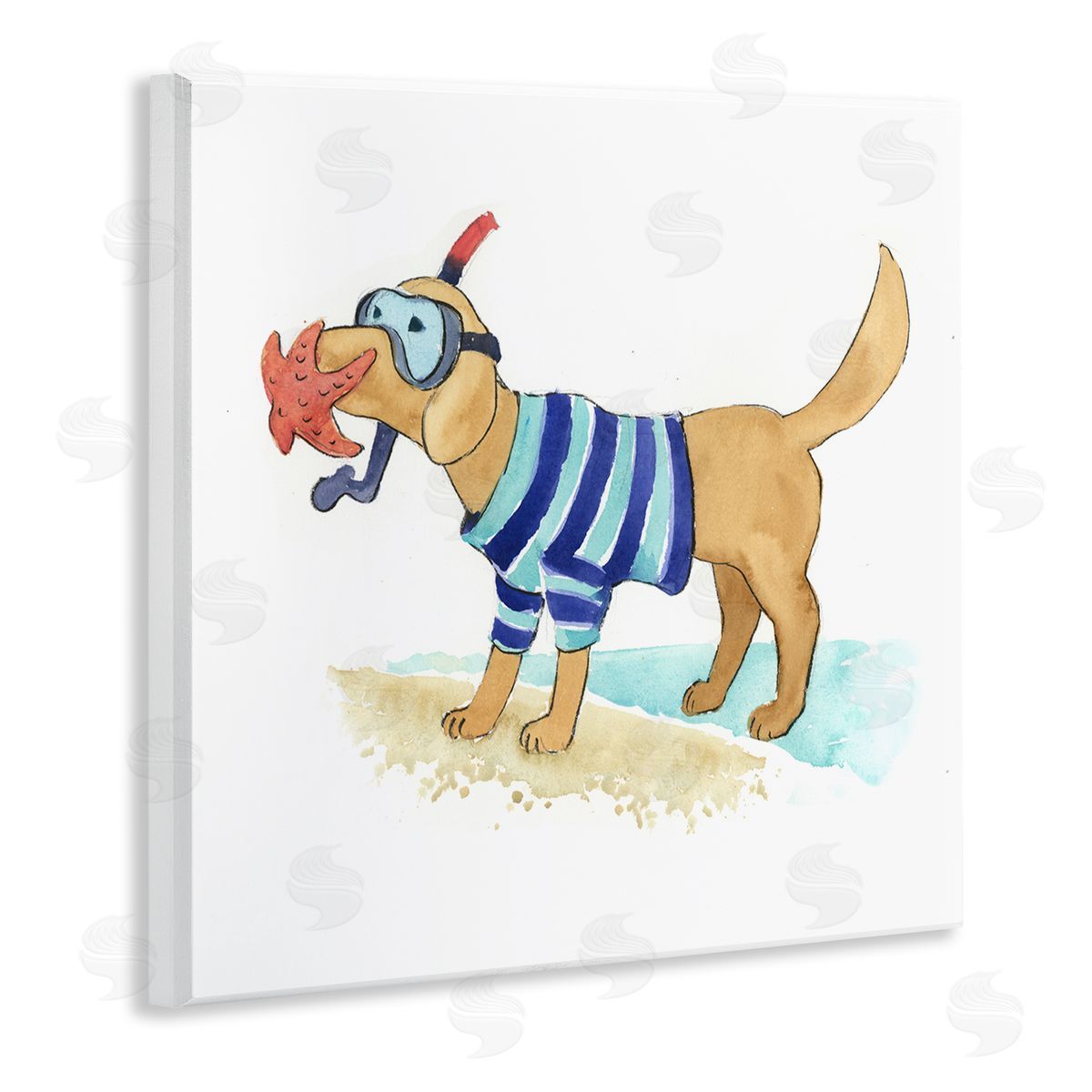 Geoff Allen Sandy Dog with Snorkel Wooden Wall Plaque Art Print