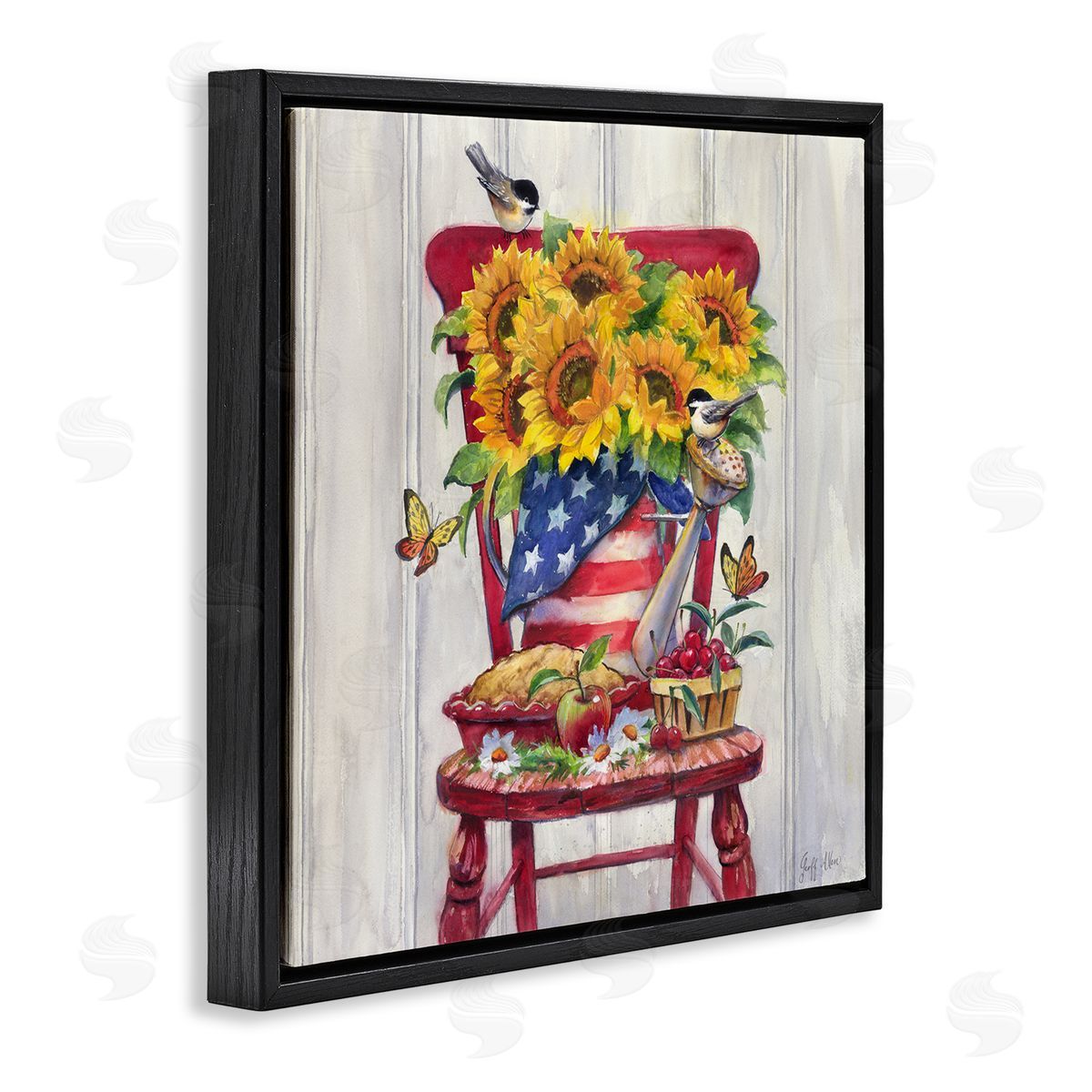 Geoff Allen Patriot Porch Still Life Black Floating Frame Canvas Wall Art Print