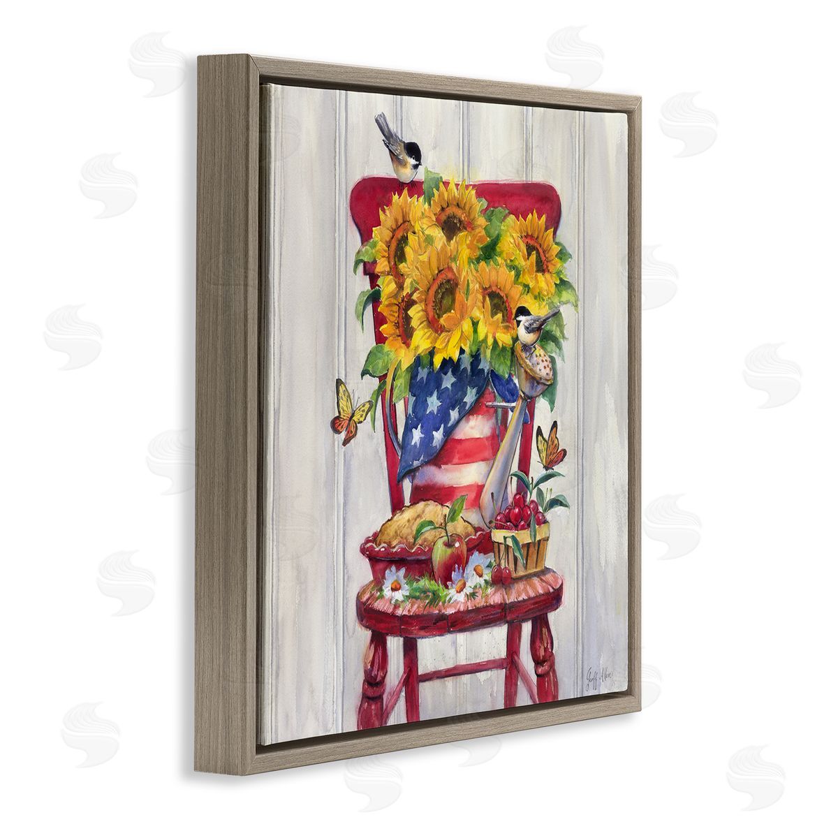 Geoff Allen Patriot Porch Still Life Brown Floating Frame Canvas Wall Art Print