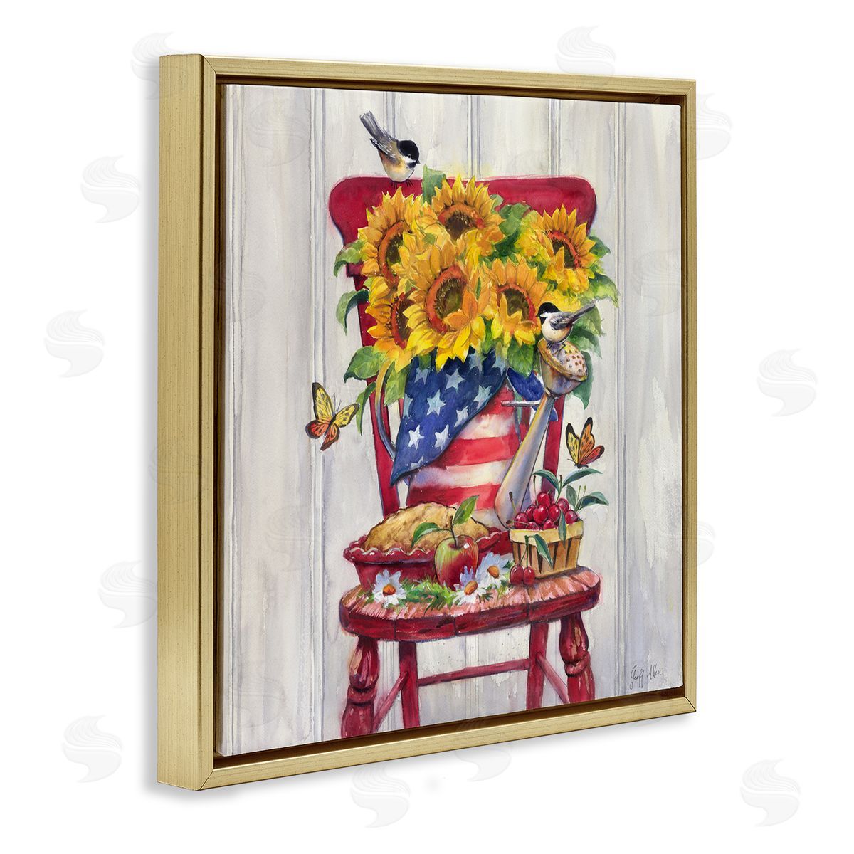 Geoff Allen Patriot Porch Still Life Gold Floating Frame Canvas Wall Art Print