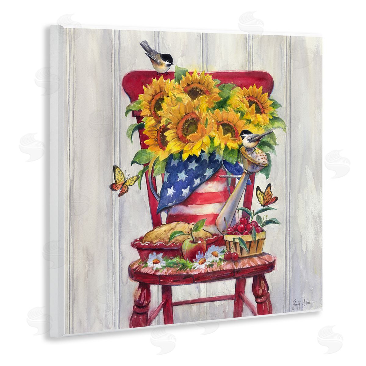 Geoff Allen Patriot Porch Still Life Wooden Wall Plaque Art Print