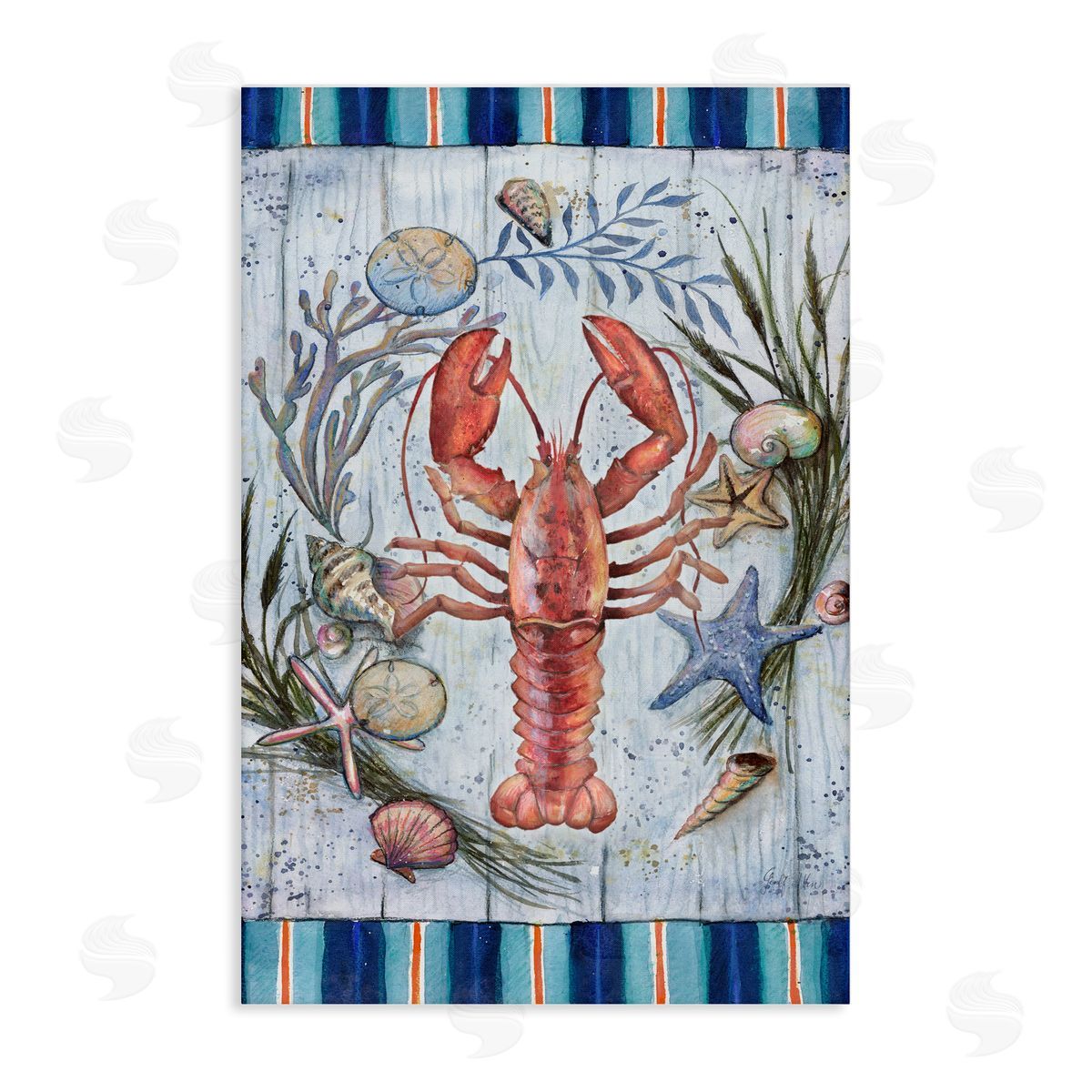 Geoff Allen Coastal Wreath & Lobster Canvas Wall Art Print