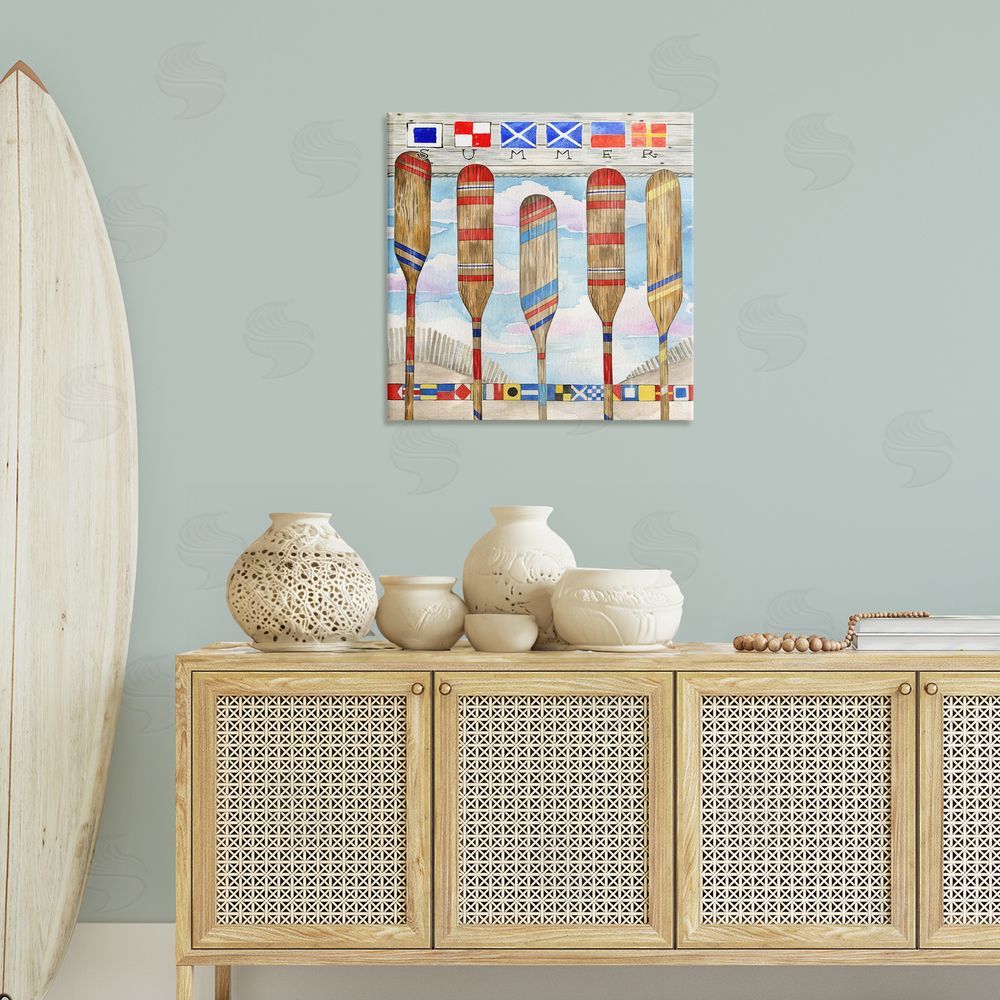 Ronnie Rooney Maritime Summer Paddles Canvas Wall Art Print in Room