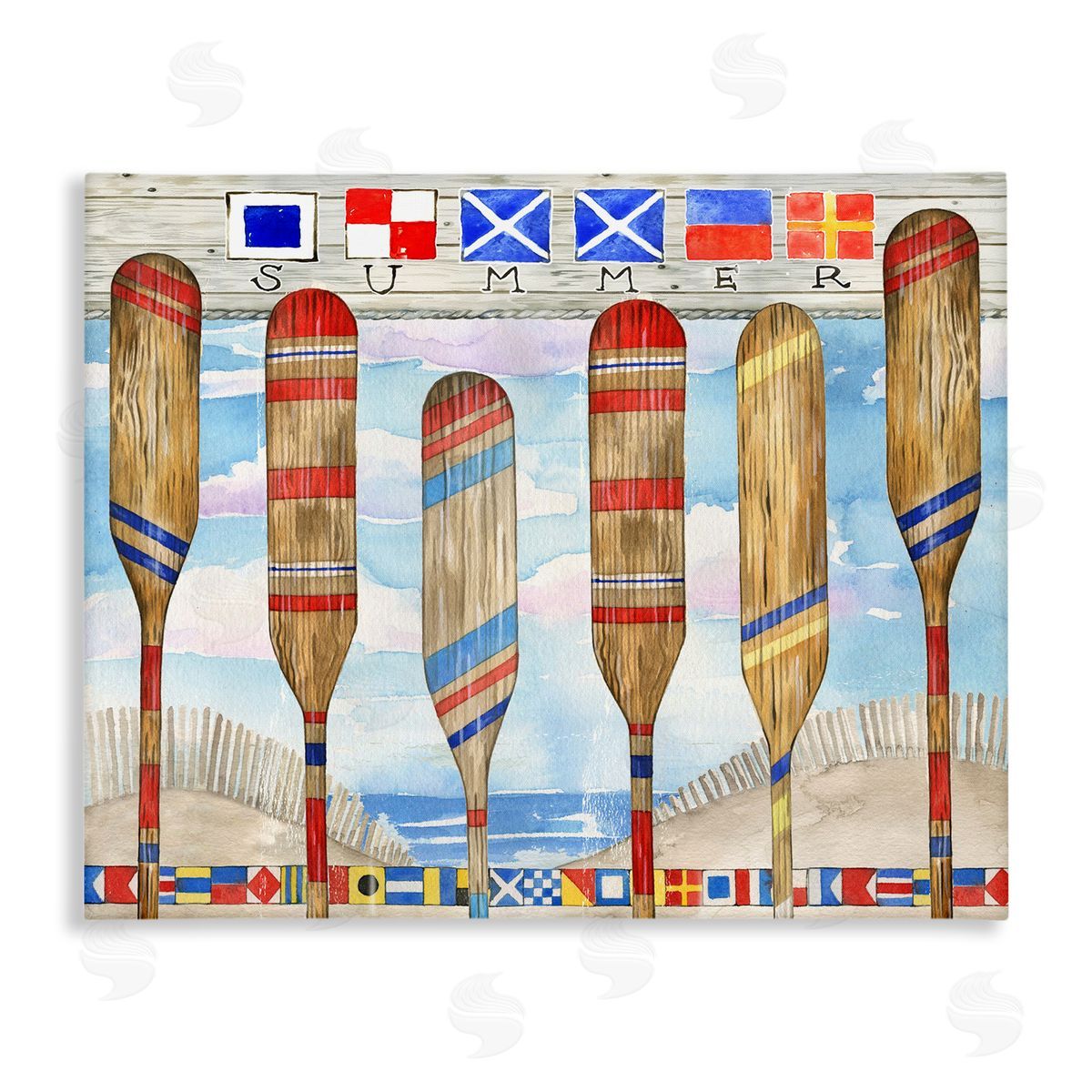 Ronnie Rooney Nautical Flags & Paddles Canvas Wall Art Print