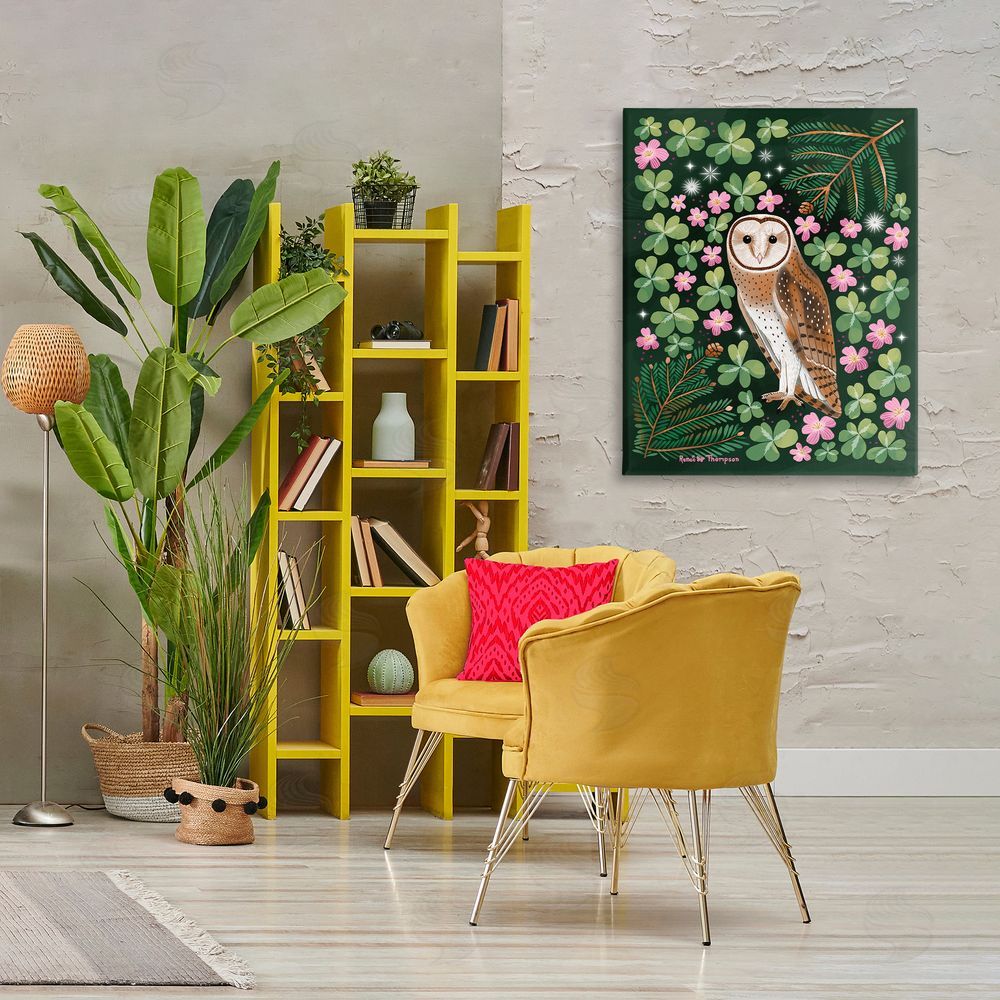 Renee Thompson Barn Owl & Botanicals Canvas Wall Art Print in Room