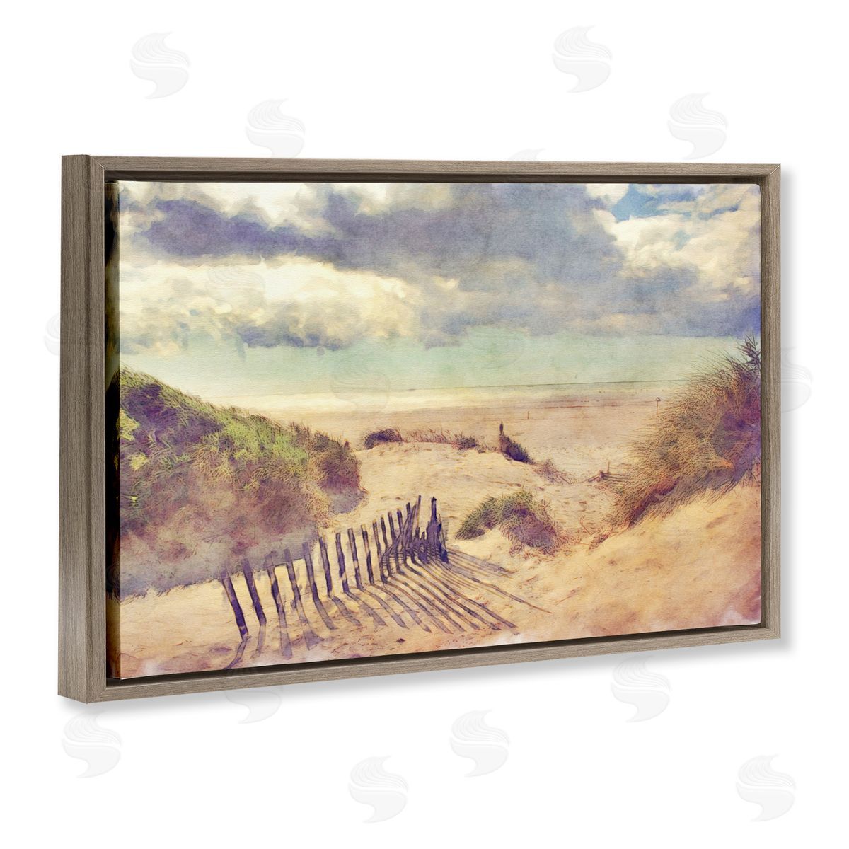 Noah Bay Golden Sands Beach Brown Floating Frame Canvas Wall Art Print
