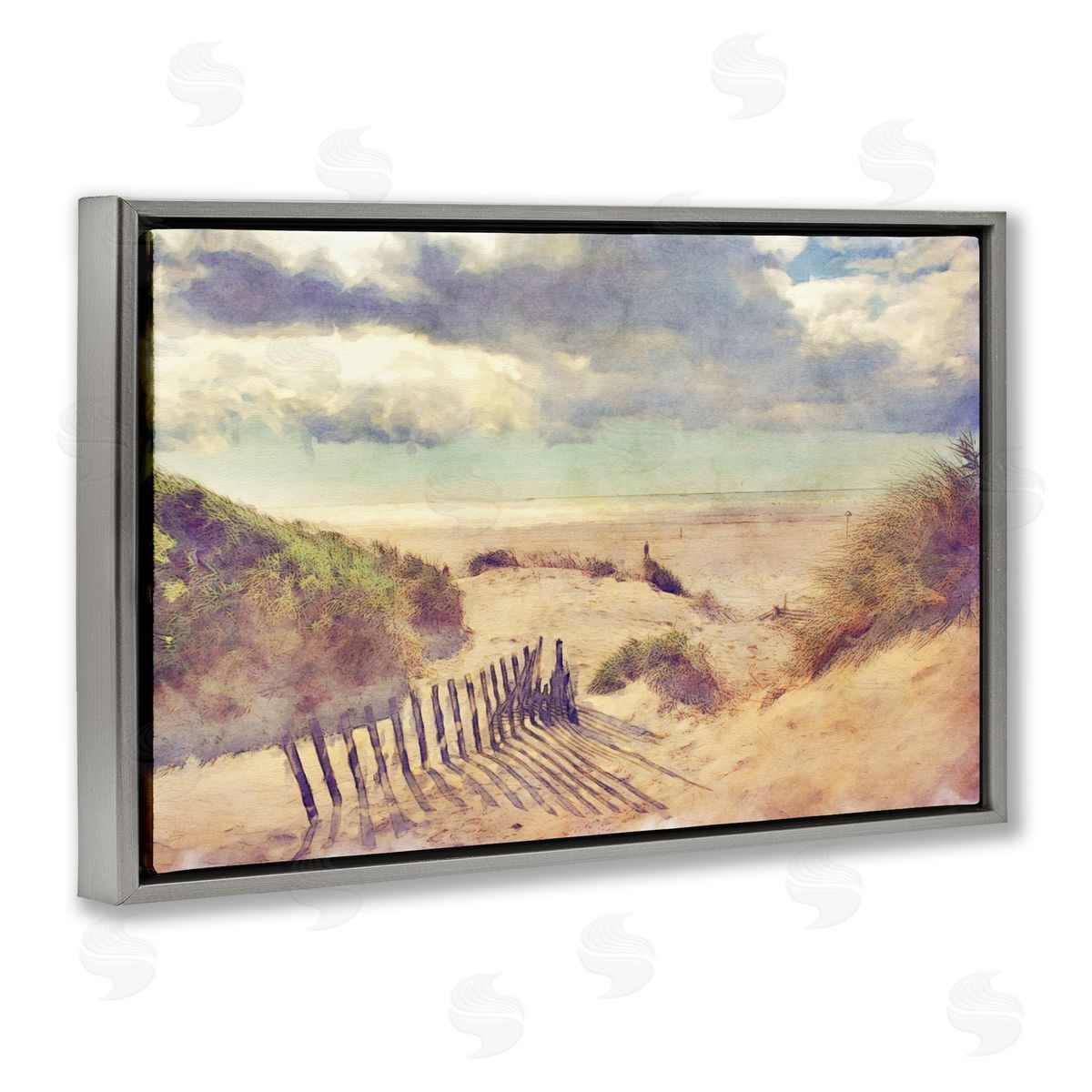 Noah Bay Golden Sands Beach Gray Floating Frame Canvas Wall Art Print