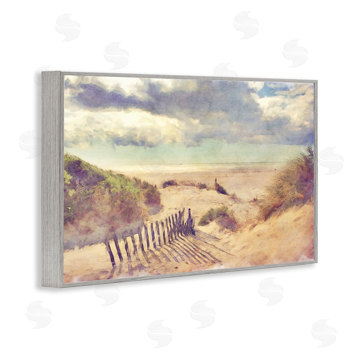 Noah Bay Golden Sands Beach Gray Framed Giclee Wall Art Print