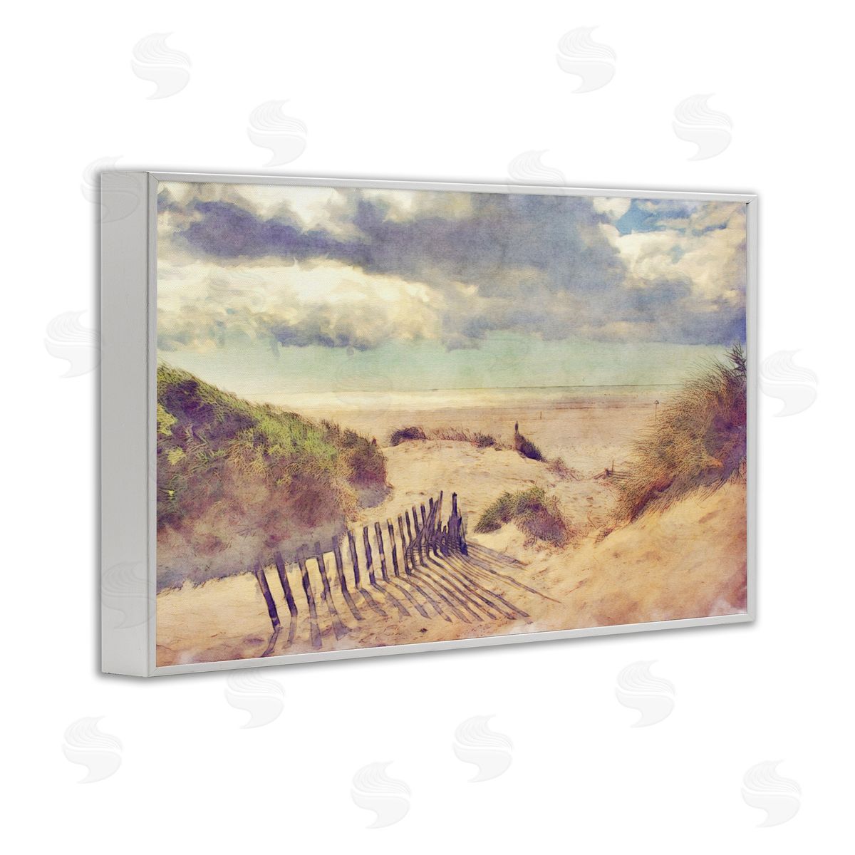 Noah Bay Golden Sands Beach White Framed Giclee Wall Art Print