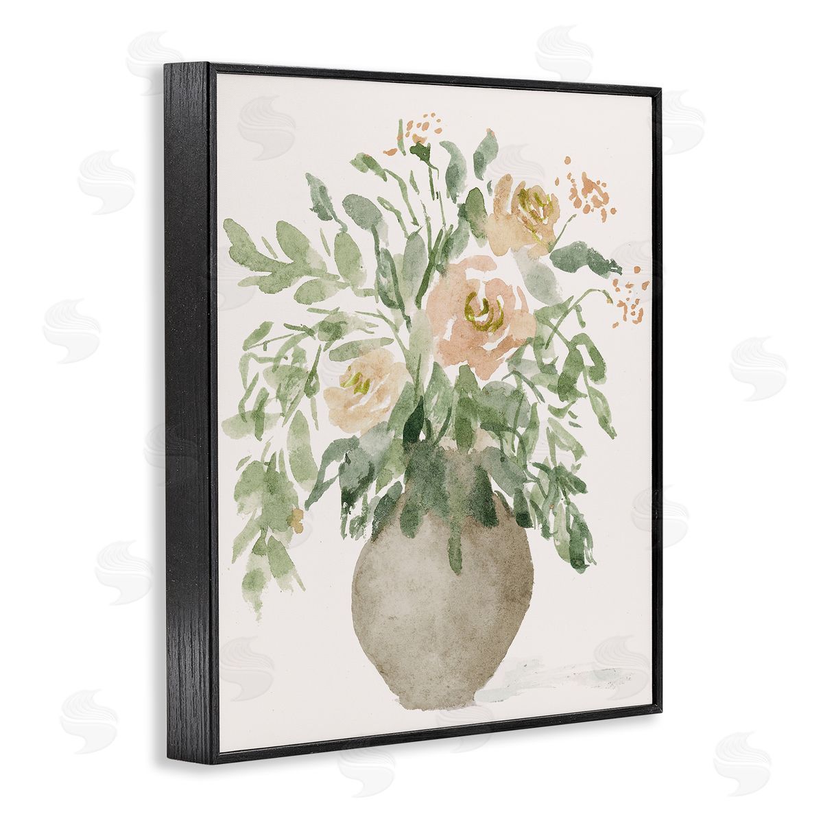 Lucille Price Peach Roses Bouquet Black Framed Giclee Wall Art Print