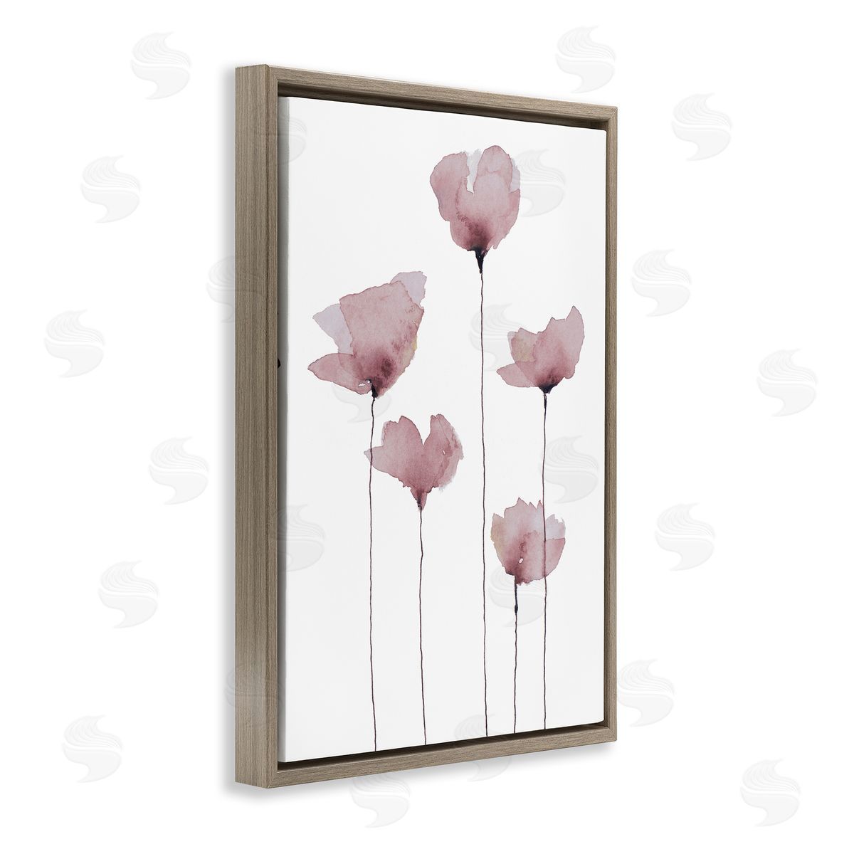 Krinlox Standing Tall Blossoms Brown Floating Frame Canvas Wall Art Print