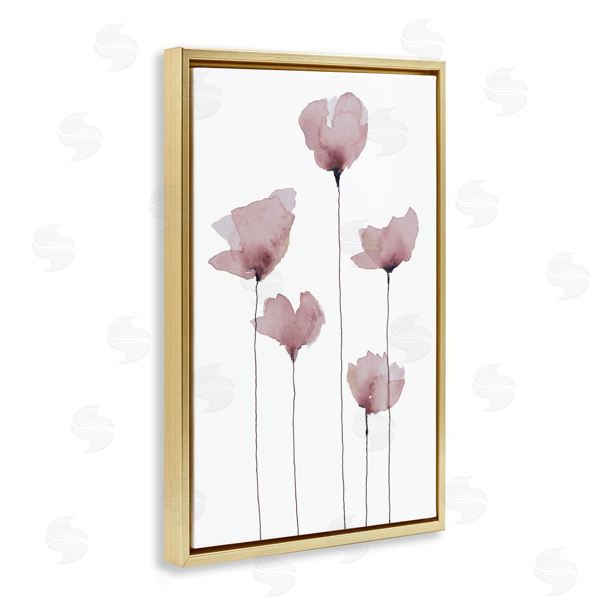 Krinlox Standing Tall Blossoms Gold Floating Frame Canvas Wall Art Print